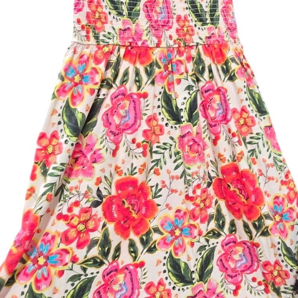 LEOTA Womens Ivanna ruffled strap Midi Maxi tiered poplin sun dress shirred top - Picture 2 of 4